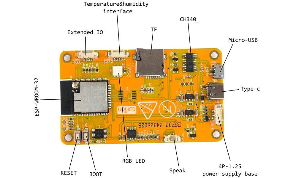 ESP32 Smart Display 2.8" TFT Touch – "Cheap Yellow Display" (CYD) med USB-C - Billede 6